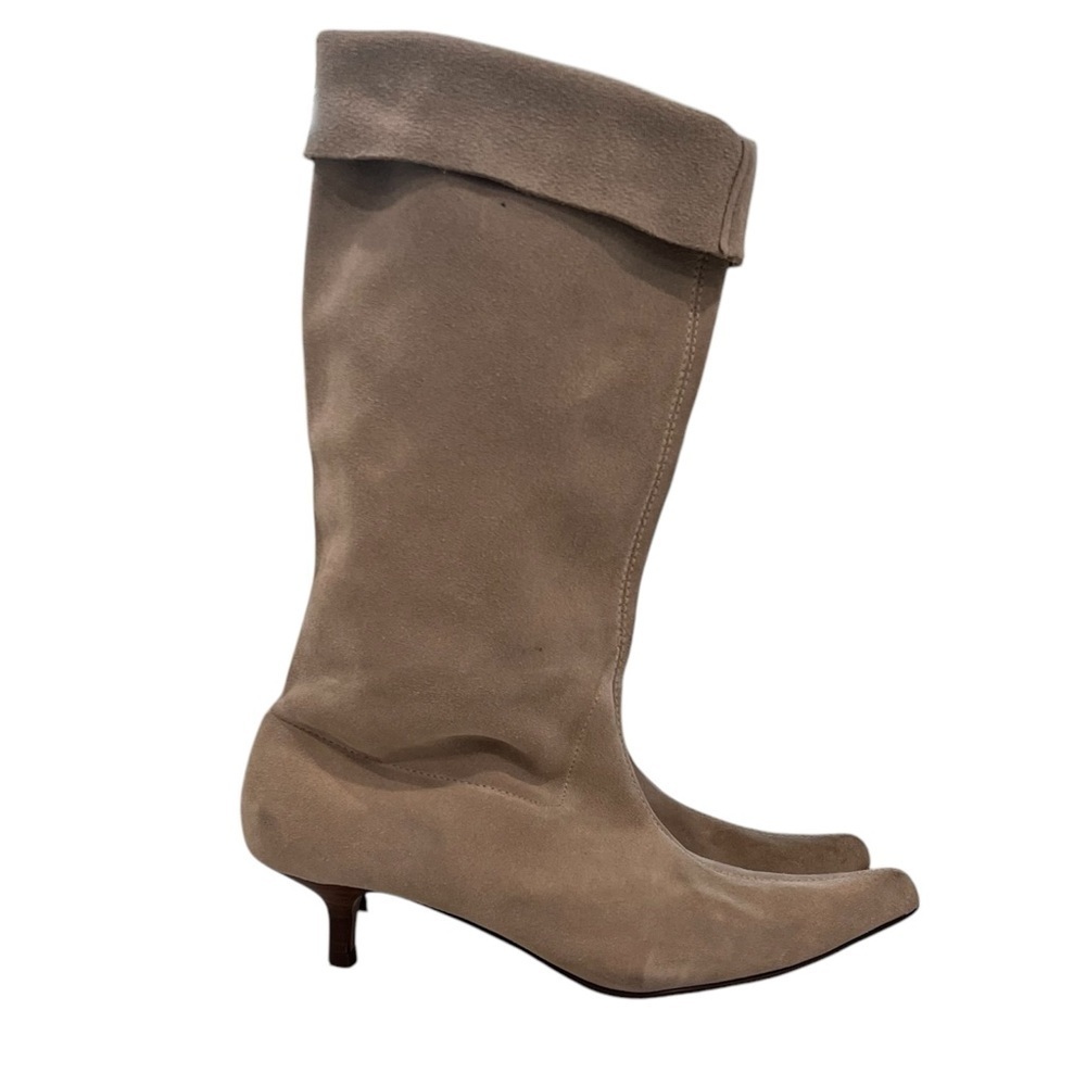 NINE WEST Vintage Tan Genuine Suede Low Heel Pointed Toe Boots Size 7